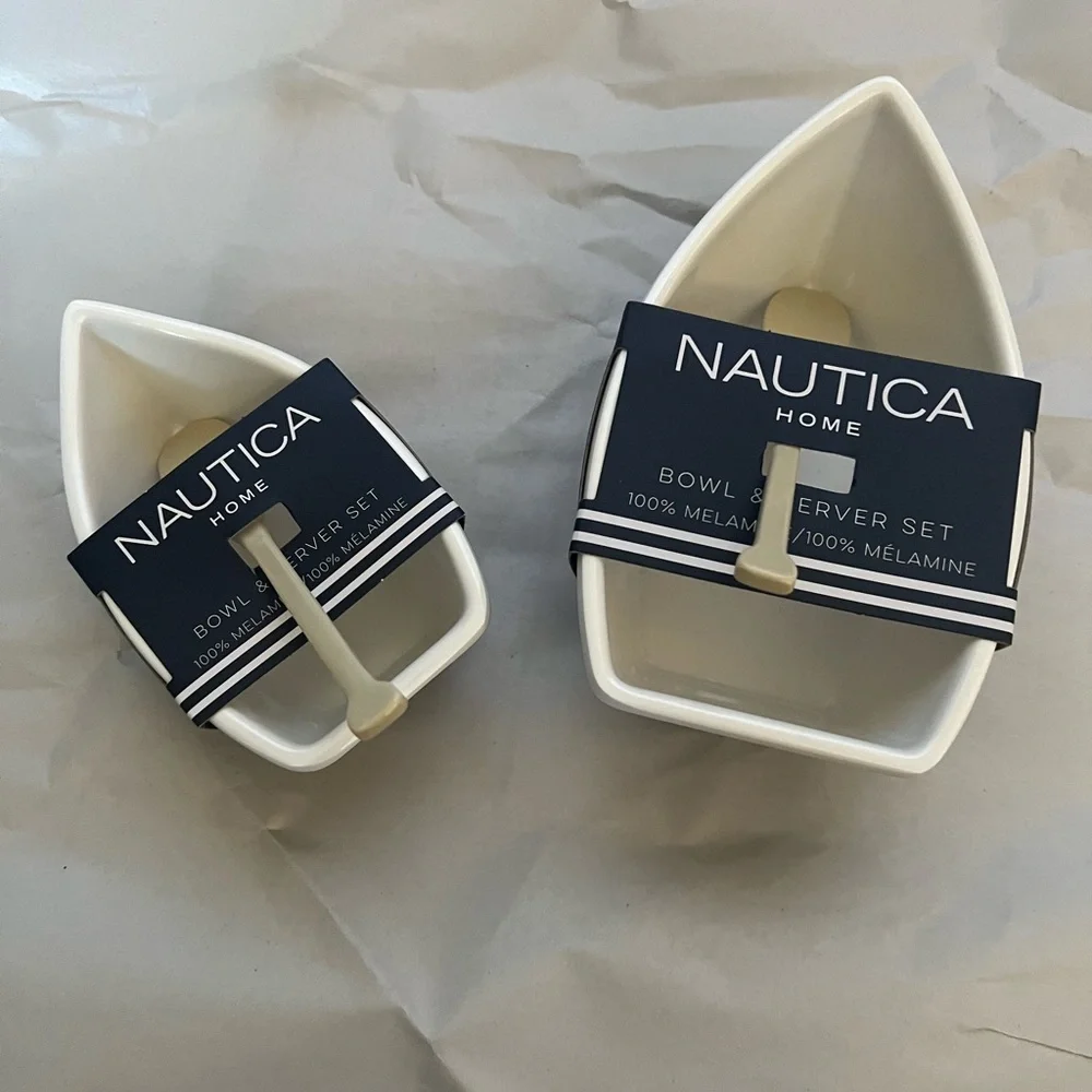 Nautica dip boat servers with oar spoons set of 2